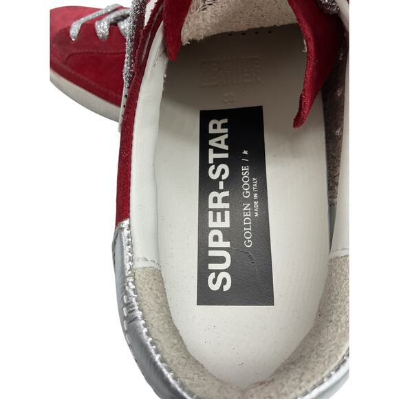 Golden Goose Super-Star Brown Rubber Distressed Metallic Leather-Trimmed Suede - Picture 4 of 5